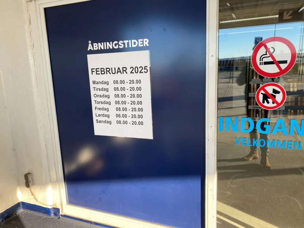 Openingstijden van de BorderShop in Puttgarden, februari 2025